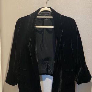 Cropped Velour Blazer